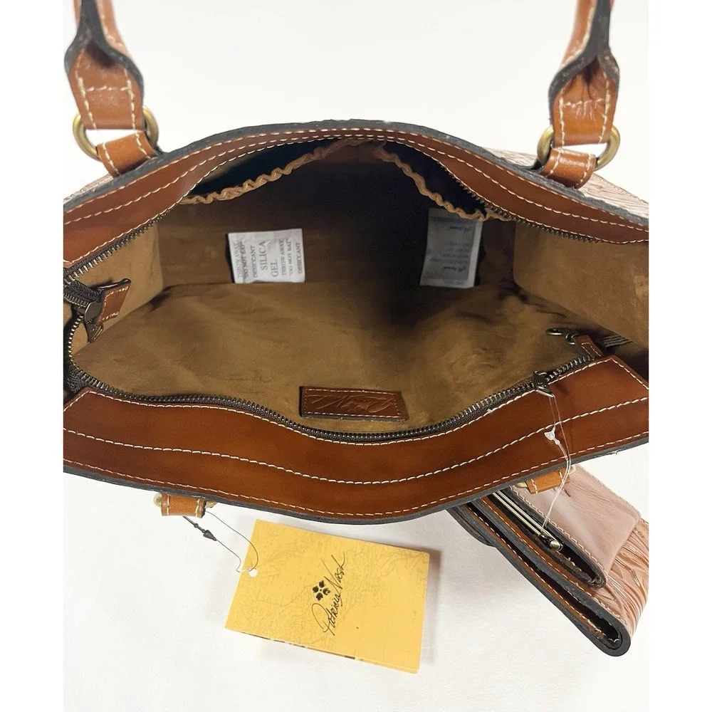 Patricia Nash Zancona Tote Reiti Wallet Bundle New Tooled Brown Leather Handbag